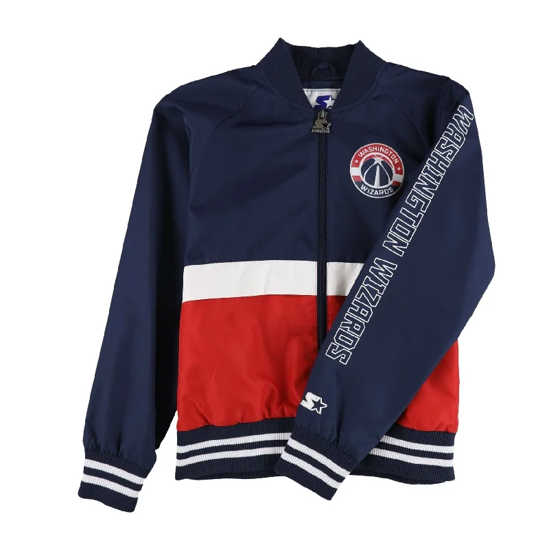 Flexible Styles STARTER Mens Washington Wizards Bomber Jacket, Blue, Medium