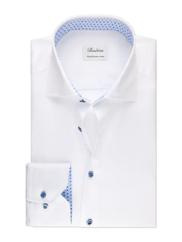 Urban Look Fitted Body White Contrast Twill Shirt 684751 0540 000
