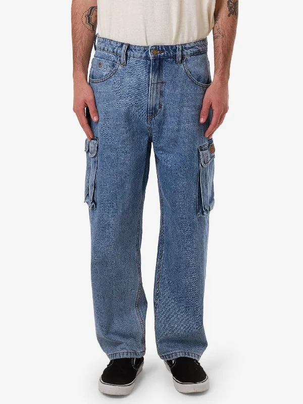 Classic Pieces Big Slacker Denim Cargo Jean - Vintage Stone Blue