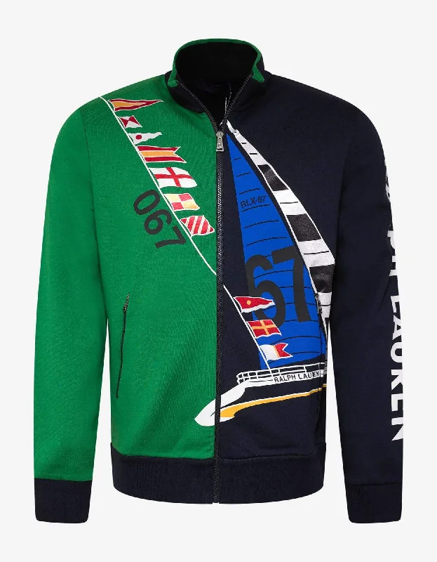 Casual Denim Ralph Lauren Purple Label Nautical Print Track Jacket