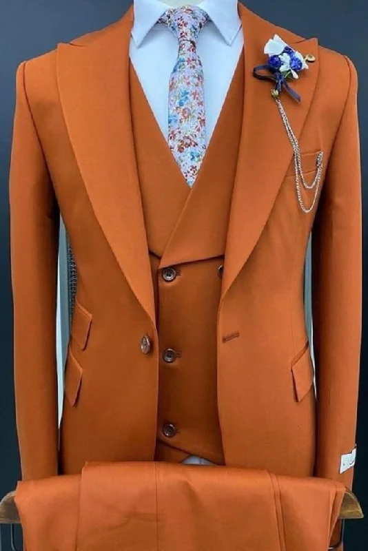Cool Gear MEN ORANGE SUITS 3 Piece Wedding Stylish Luxury Formal Fashion Prom Groomsmen Suits Cool Gear MEN ORANGE SUITS 3 Piece Wedding Stylish Luxury Formal Fashion Prom Groomsmen Suits