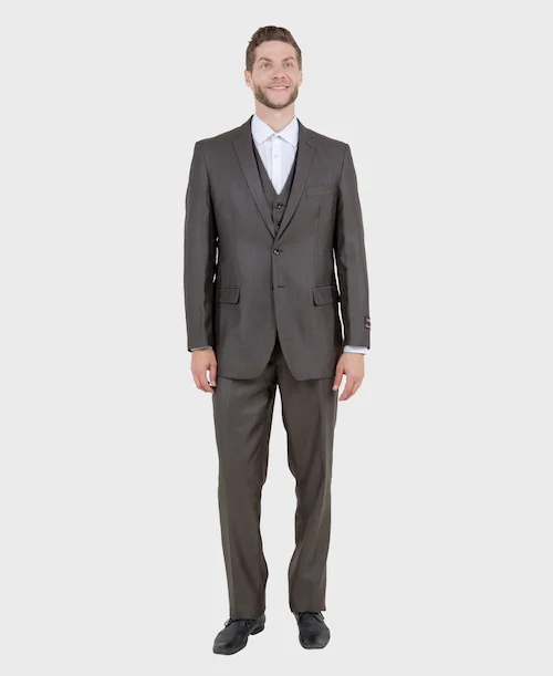 Practical Looks Brown Sharkskin Modern Fit 3-Piece Suit