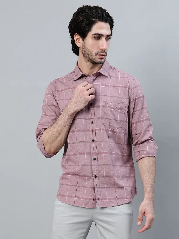 Classic Jackets Men's Purple Checkered Full Sleeve Casual Shirt