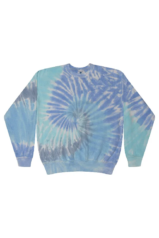 Simple Apparel Tie-Dye Mens Fleece Crewneck Sweatshirt - Lagoon