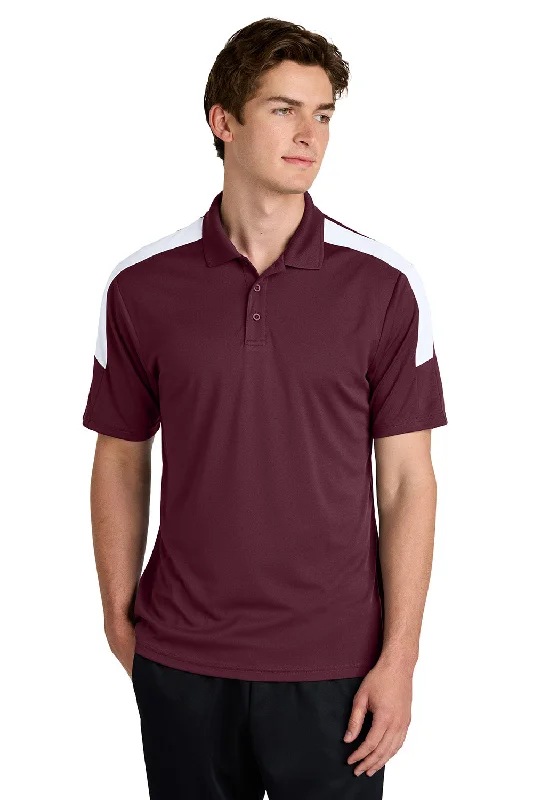 Premium Fit Sport-Tek Mens Moisture Wicking Competitor United Short Sleeve Polo Shirt - Maroon/White Premium Fit Sport-Tek Mens Moisture Wicking Competitor United Short Sleeve Polo Shirt - Maroon/White