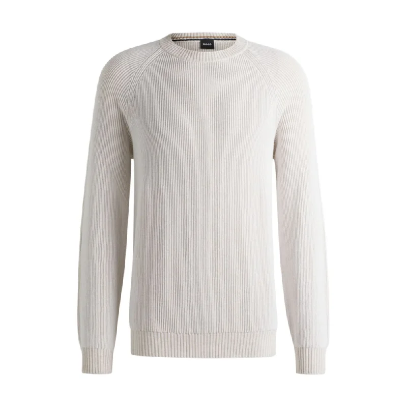 Flexible Wear Cotton-linen sweater with striped knit