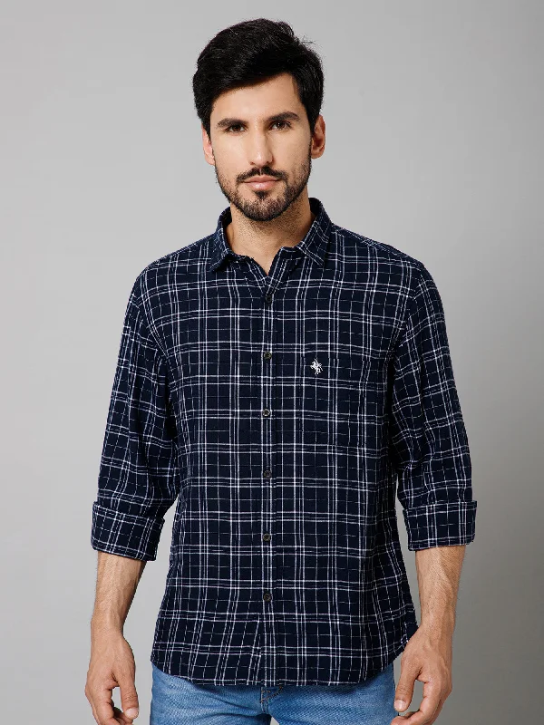Urban Style Men's Navy Blue Casual Medium Checks Full Sleeve Shirt