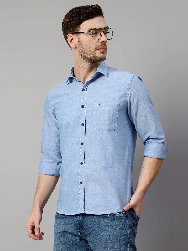 Stylish Looks Men's Blue Casual Plain Full Sleeve Shirt