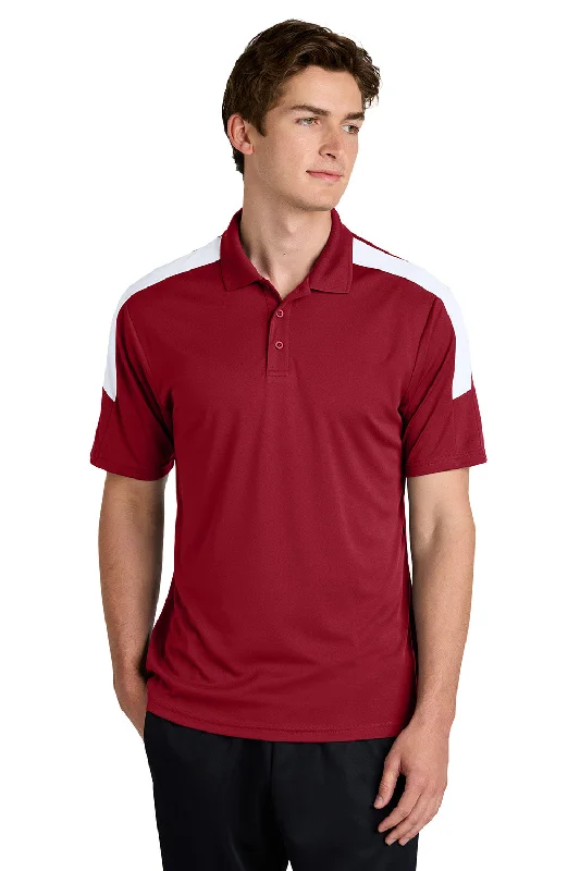 Simple Comfort Sport-Tek Mens Moisture Wicking Competitor United Short Sleeve Polo Shirt - Deep Red/White Simple Comfort Sport-Tek Mens Moisture Wicking Competitor United Short Sleeve Polo Shirt - Deep Red/White