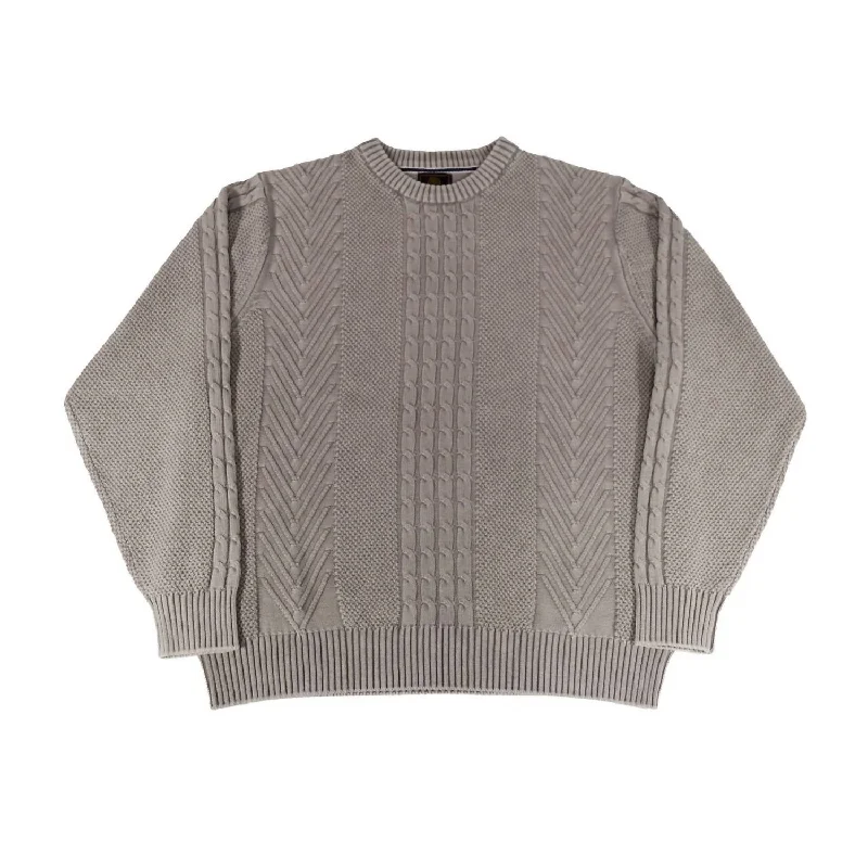 Simple Outfits Men's Sandwashed Cable Herringbone Sweater In Latte