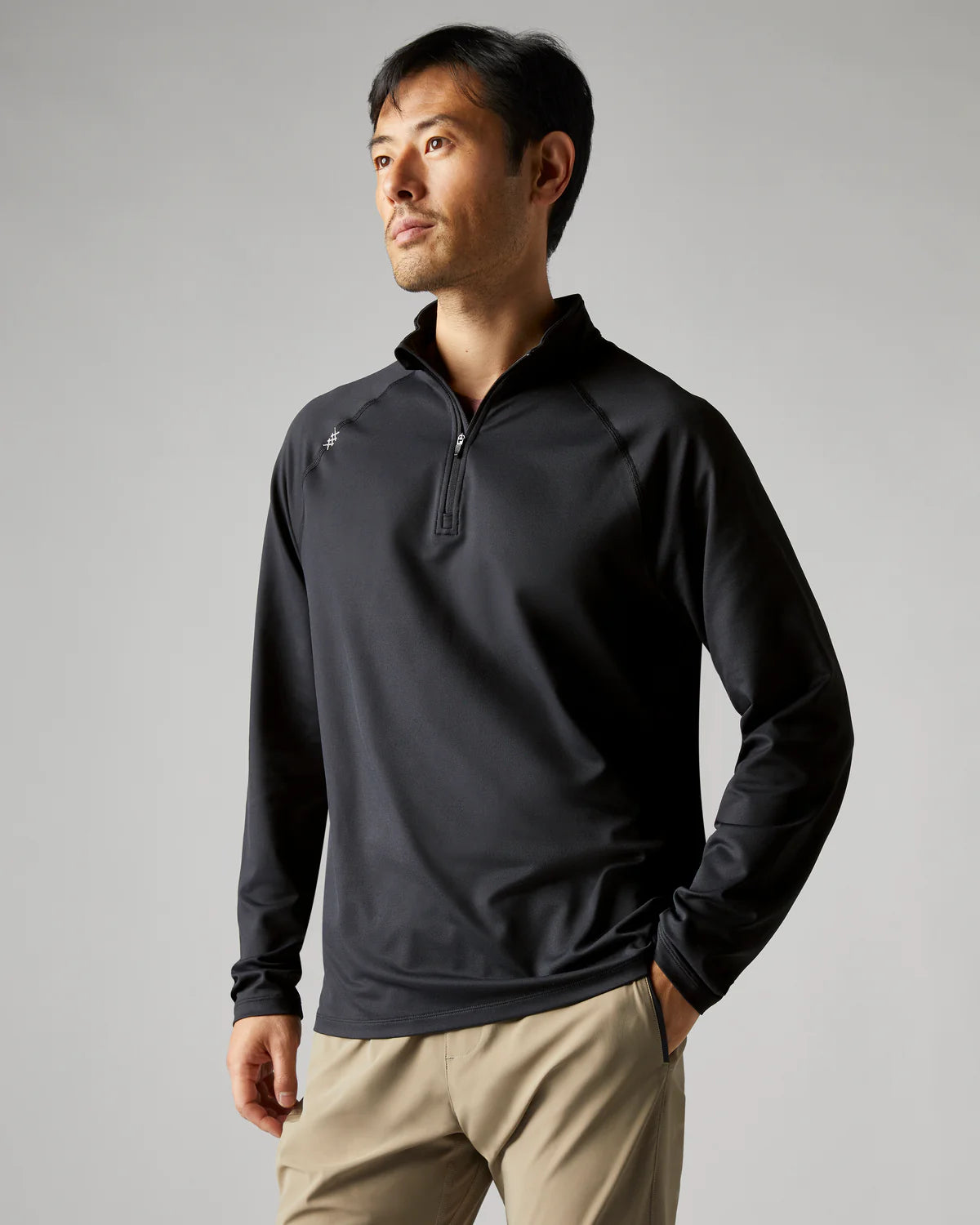 Lightweight T-shirts Rhone Men's Session 1/4 Zip Pullover Sweater - Black