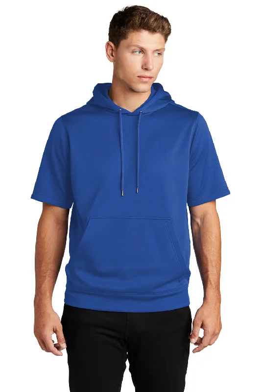 Everyday Comfort Wear Sport-Tek Mens Moisture Wicking Fleece Short Sleeve Hooded Sweatshirt Hoodie w/ Pouch Pocket - True Royal Blue Everyday Comfort Wear Sport-Tek Mens Moisture Wicking Fleece Short Sleeve Hooded Sweatshirt Hoodie w/ Pouch Pocket - True Royal Blue