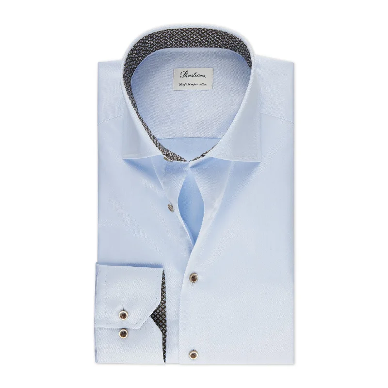 Classic Pieces Fitted Body Light Blue Twill Shirt  684751 0529 100