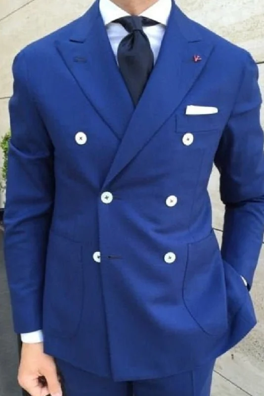 Trendy Styles Men's Two Piece Suit Royal Blue Double Breasted Suit Wedding Suit Party Wear Elegant Suits Bespoke Trendy Styles Men's Two Piece Suit Royal Blue Double Breasted Suit Wedding Suit Party Wear Elegant Suits Bespoke