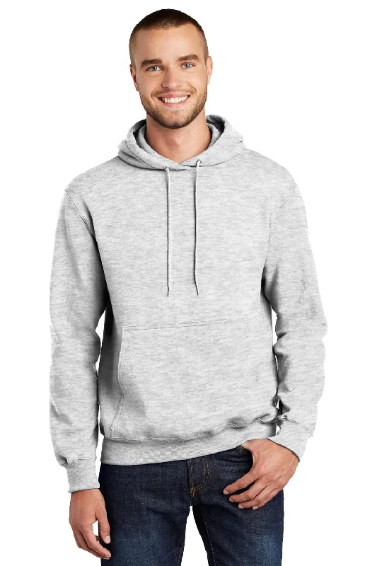 Urban Style Port & Company Mens Essential Pill Resistant Fleece Hooded Sweatshirt Hoodie w/ Pouch Pocket - Ash Grey Urban Style Port & Company Mens Essential Pill Resistant Fleece Hooded Sweatshirt Hoodie w/ Pouch Pocket - Ash Grey