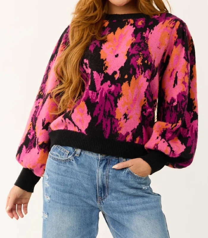 Relaxed Wearables Electric Bloom Sweater In Black