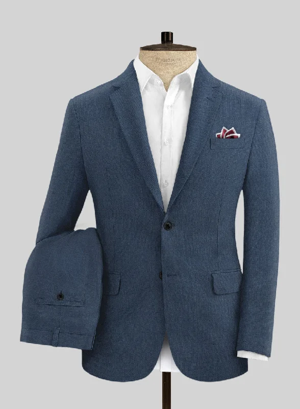 Comfortable Jeans Solbiati Art Du Lin Ebony Blue Linen Suit