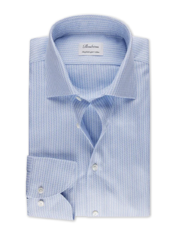 Trendy Styles Fitted Body Blue Patterned Twill Shirt 602791 8800 111