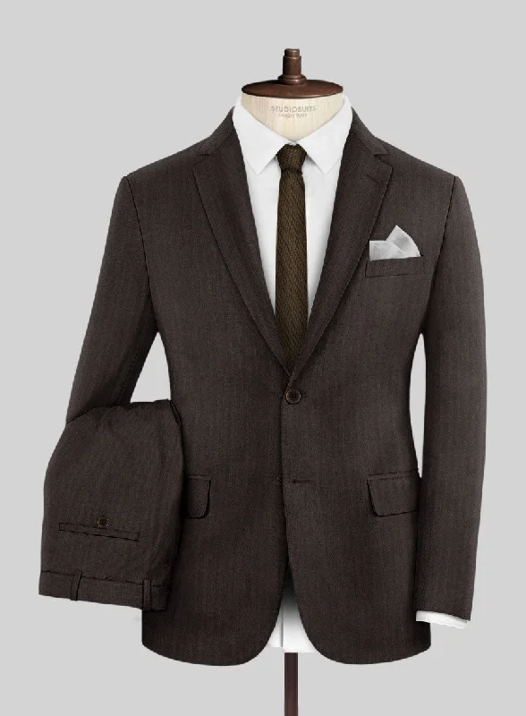 Cozy Hoodies Hardy Minnis Dark Brown Herringbone Wool Suit