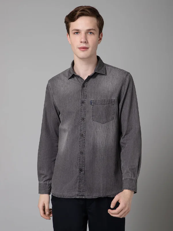 All-Purpose Wear Men's Black Casual Denim Full Sleeve Shirt