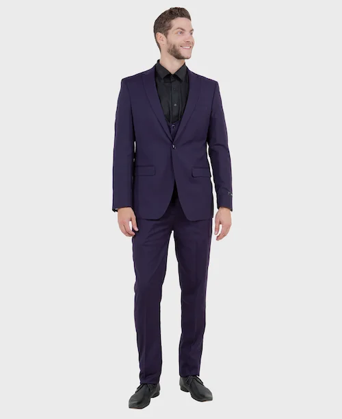 Smart Tops Purple 3 Piece Peak Lapel Suit