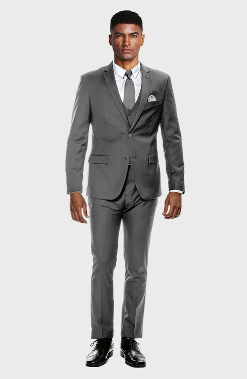 Cozy Pants Gray Ultra Slim Fit 3-Piece Prom Suit