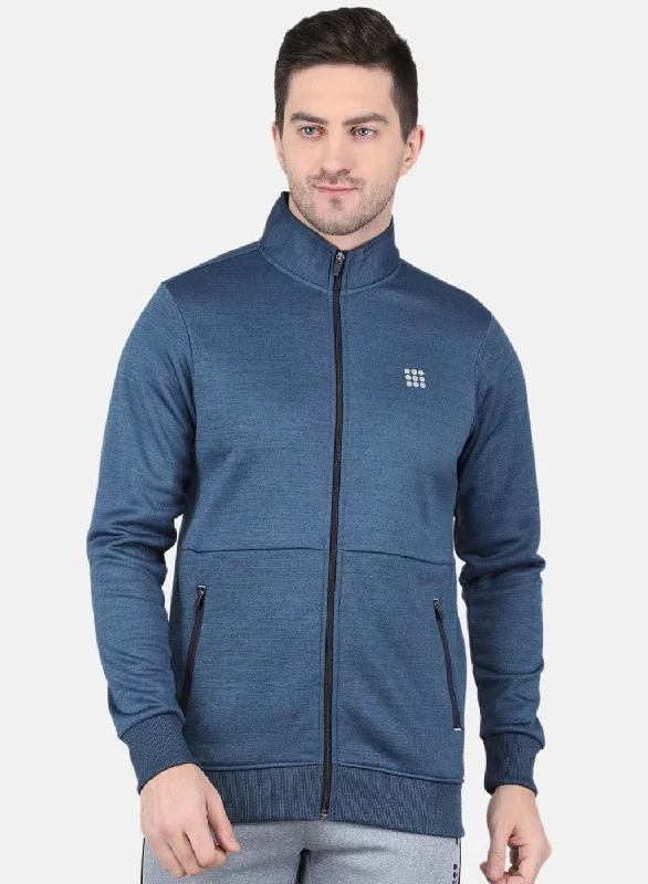 Relaxed Activewear Men Navy Blue Printed Sweatshirt