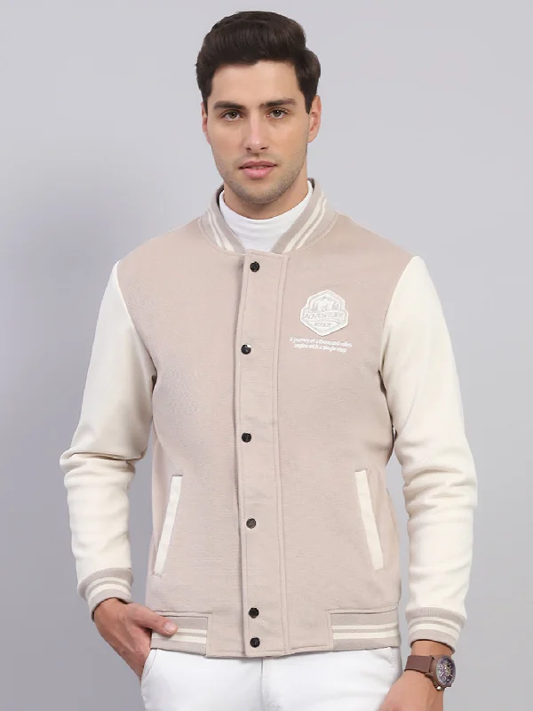 Cool Casuals Men Beige Printed Mock Neck Full Sleeve Sweatshirt