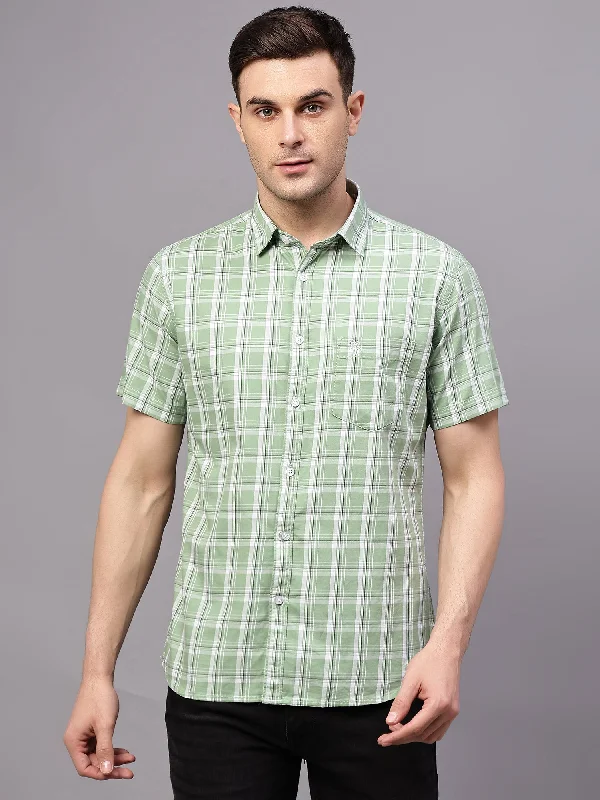 Cool Jackets Men's Green Casual Medium Checks Half sleeve Shirt