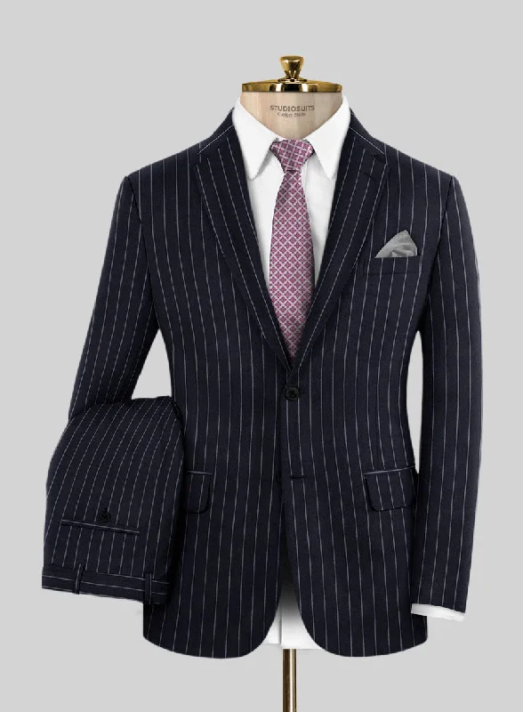 Effortless Gear Hardy Minnis Blue Rope Stripe Wool Suit