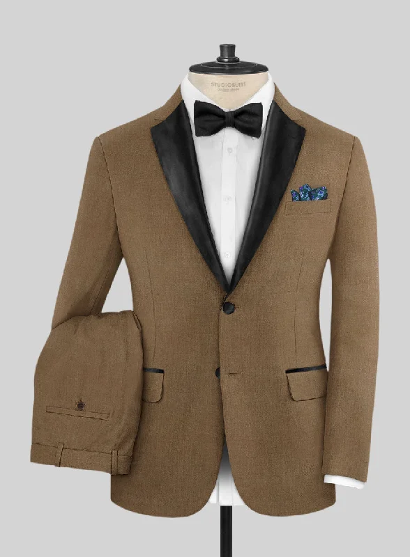 Outdoor Outfits Napolean Melange Brown Wool Tuxedo Suit