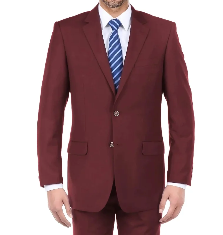 Practical Jackets Classic 2 Piece Suit 2 Buttons Regular Fit In Burgundy