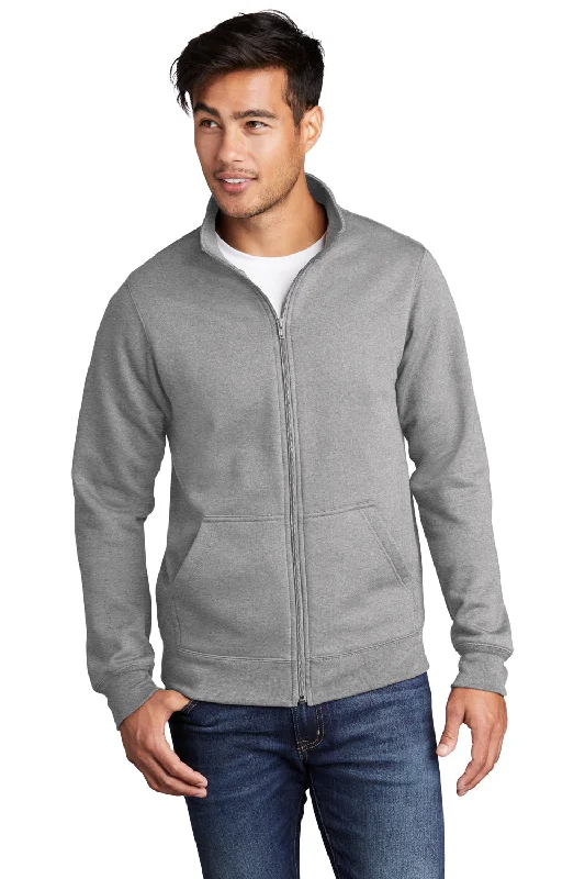 Simple Comfort Port & Company Mens Core Fleece Full Zip Sweatshirt w/ Pockets - Heather Grey Simple Comfort Port & Company Mens Core Fleece Full Zip Sweatshirt w/ Pockets - Heather Grey