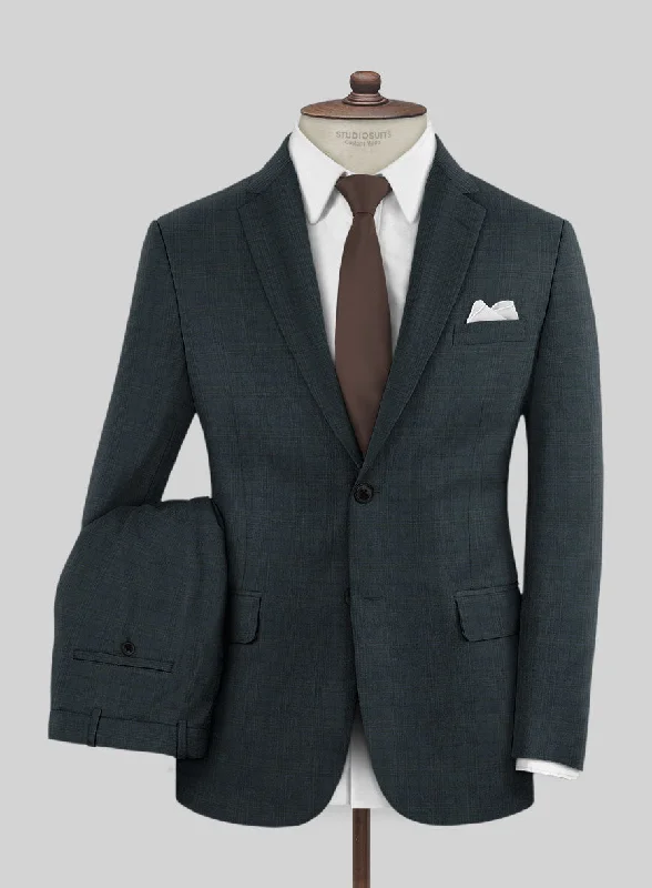Relaxed Activewear Lanificio Zegna Traveller Tirno Dark Blue Checks Wool Suit