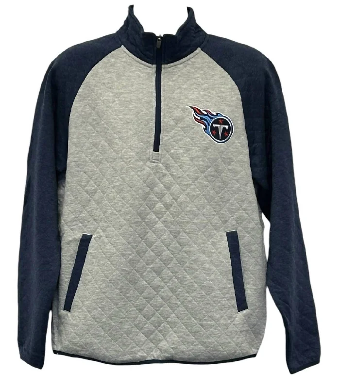 Comfy Hoodies Men's Tennessee Titans 1/4-Zip Pullover In Grey