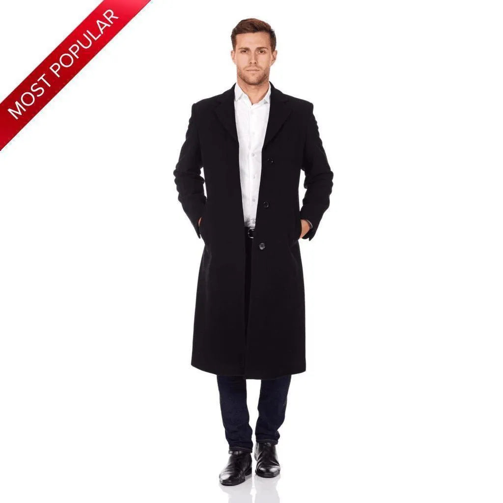 Classic Jackets De La Creme MAN Wool & Cashmere Blend Covert Long Coat