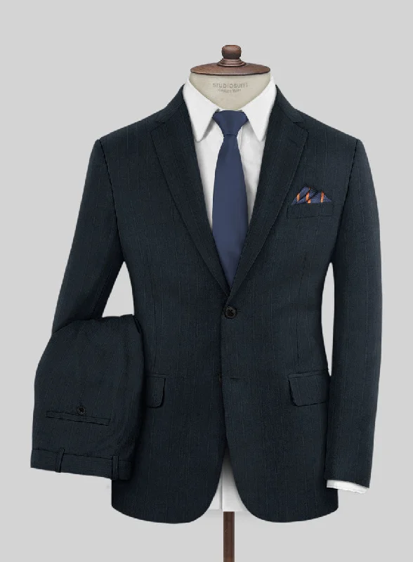 Street Casuals Lanificio Zegna Trofeo Dexi Dark Blue Stripe Wool Suit