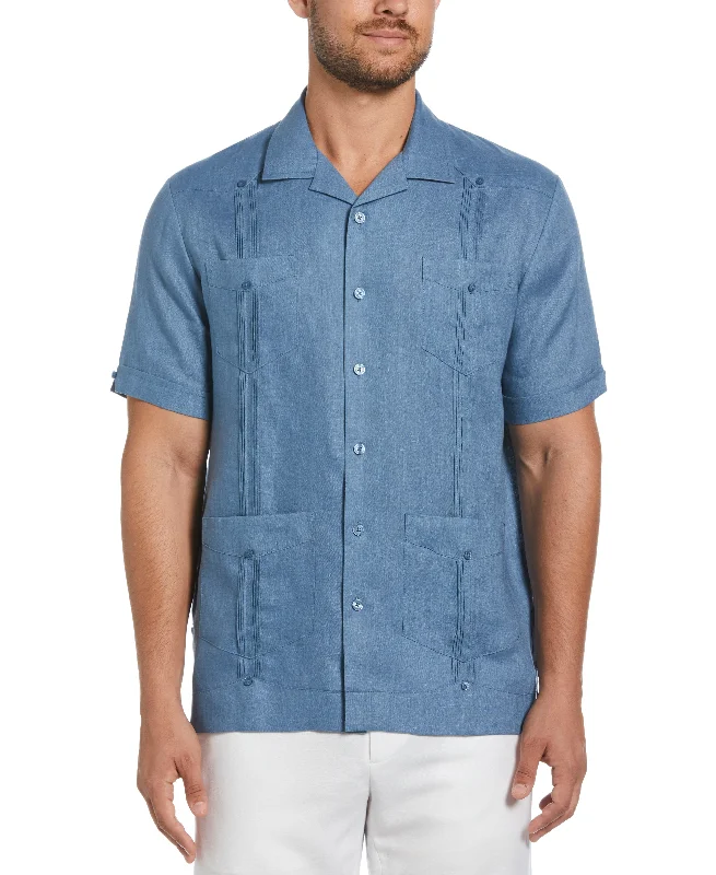 Classic Pieces Everyday Footwear 100% Linen Classic Guayabera Shirt - Short Sleeve
