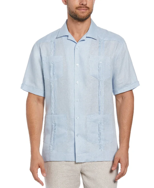 Stylish Looks Sporty T-shirts 100% Linen Classic Guayabera Shirt - Short Sleeve