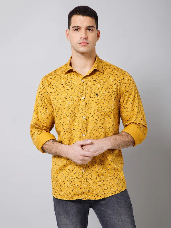 Smart Looks Casual Suits Men's Yellow Casual Floral Print Full Sleeve Shirt