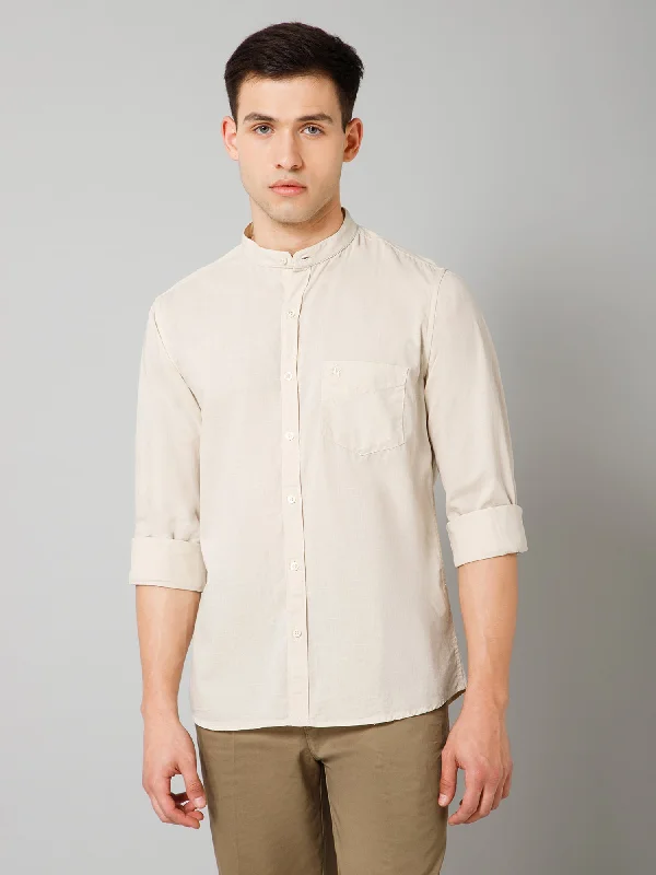 Everyday Apparel Sporty Looks Men's Offwhite Casual Plain Full Sleeve Shirt