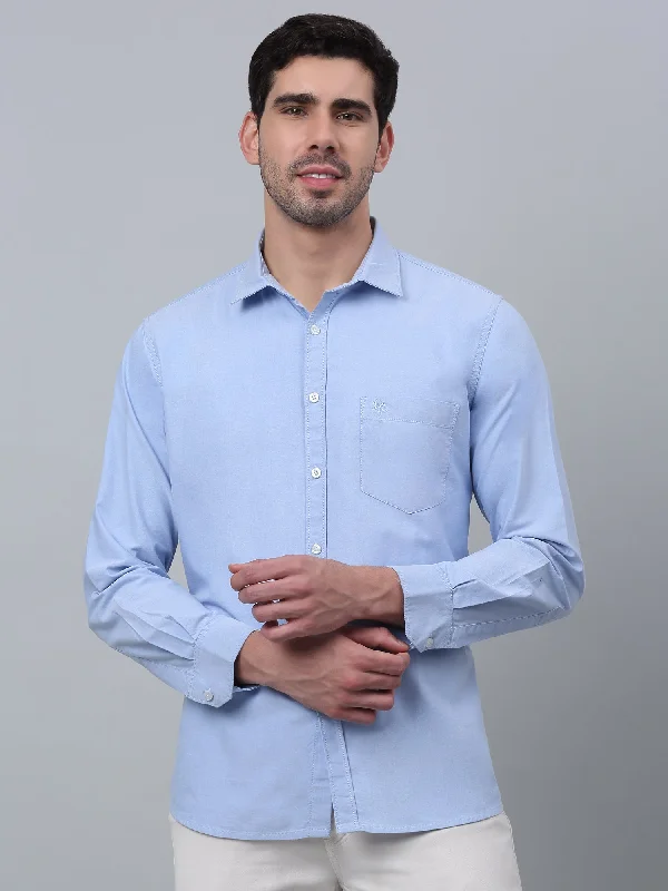 Comfy Sweaters Fashion Sweaters Men's Light Blue Casual Plain Full Sleeve Shirt