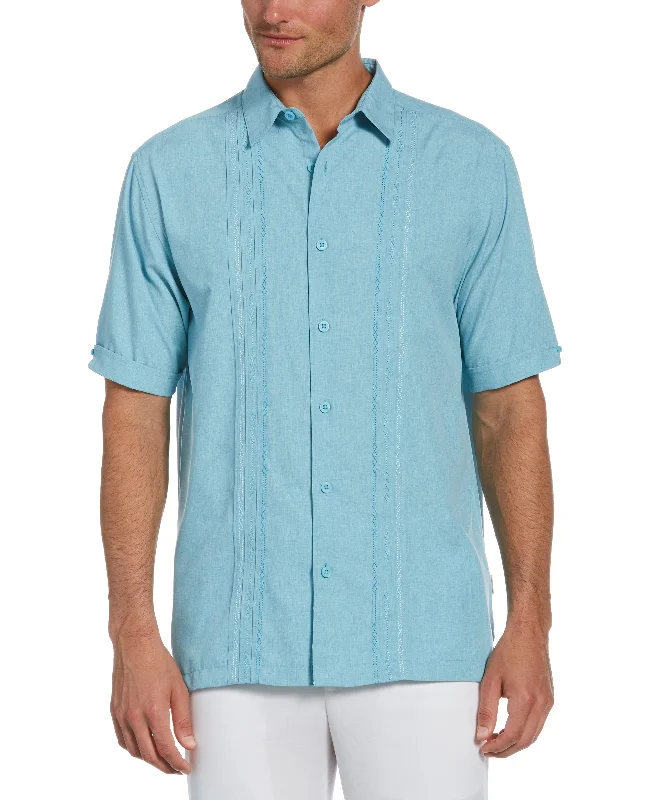 All-Weather Wear Sleek Tops Geo Embroidered Panel Shirt