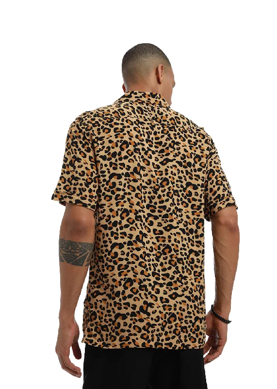 Soft Materials Smart Jeans Feline Print Half sleeve shirt