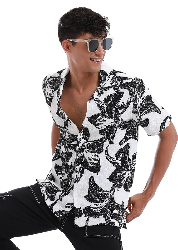 Versatile Knitwear Relaxed Jeans Lily Print Popcorn Shirt