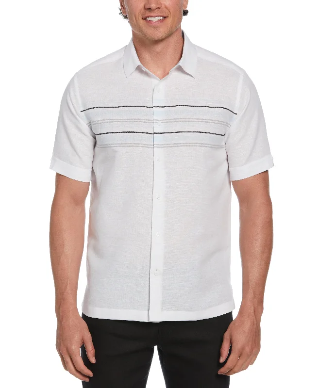 Timeless Style Simple Hoodies Linen Blend Chest Stripe Print Shirt