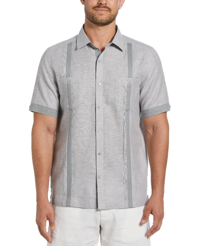 Relaxed Casuals Fashion Hoodies Linen Blend Cross Dye Guayabera Shirt