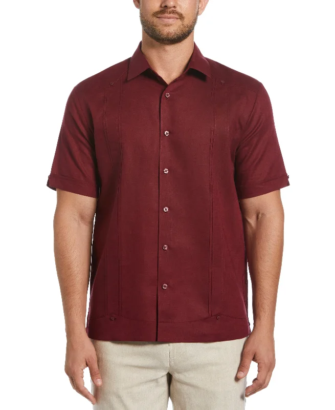 Functional Tops Modern Footwear Linen Blend No-Pocket Guayabera Shirt