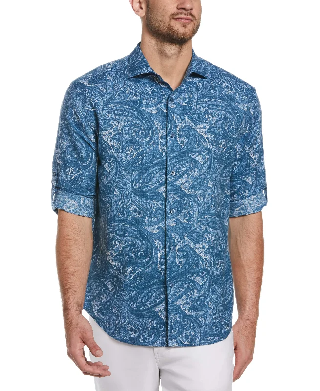 Linen Blend Paisley Print Shirt