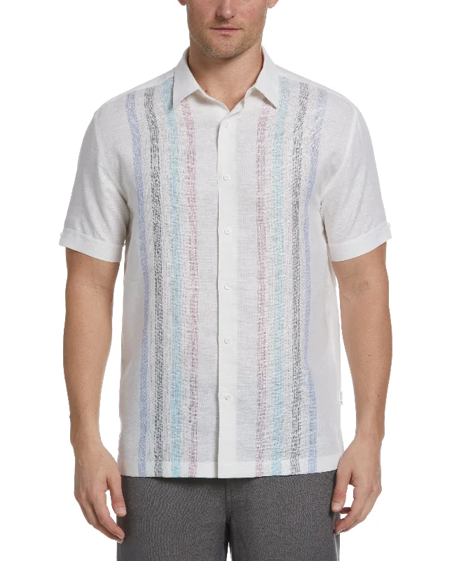 Linen Blend Yarn Dye Panel Shirt